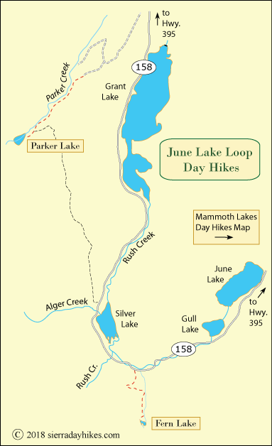 June Lake Loop day hikes map